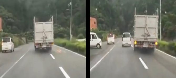 【危険運転】徳島で危険すぎるアオり＆蛇行運転をするトラックが話題に！