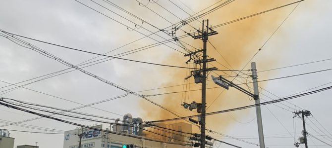 豊中市のアルミ加工工場で火事