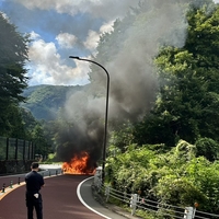 東京 檜原村数馬 都民の森付近で火事