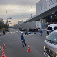 国道357号線 有明橋西付近で人身事故 国道357号線 有明橋西付近で人身事故