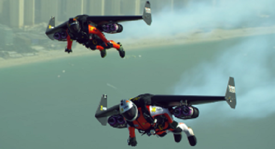 生身の人間がジェットエンジン付きの「翼」で時速300キロでドバイの空を飛ぶ！