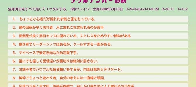 “驚くほど当たる”と噂に！生年月日の数字を足すと隠れた人間性がわかるらしい