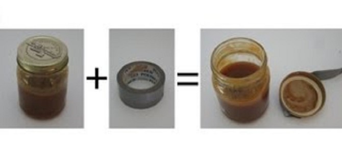 固くて開かないフタも、ガムテープで簡単に開けられる！！