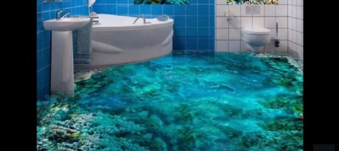 超クール！トイレの床に3Dの絵を描いて別世界に！