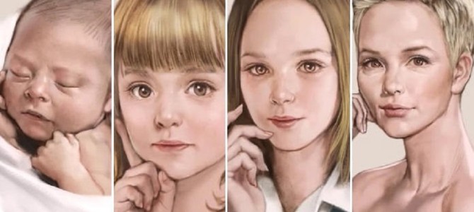 赤ん坊から少女…そして大人の女性へ！一枚の絵が成長していくライブアートが凄い！