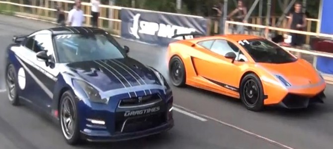 日産・GT-R vs ランボルギーニ・ガヤルド夢の対決！