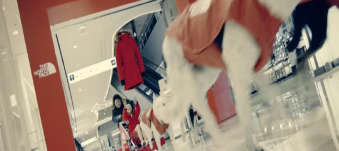 仮想世界が現実に！？犬ぞりでデパートを駆け巡るサプライズが面白い