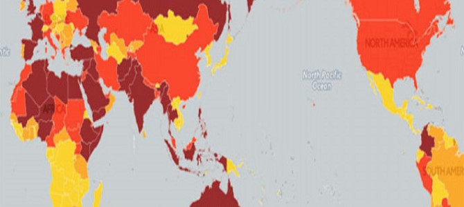 外務省が発表した「テロの脅威マップ」が話題。危険度が高いほど濃い色で表示