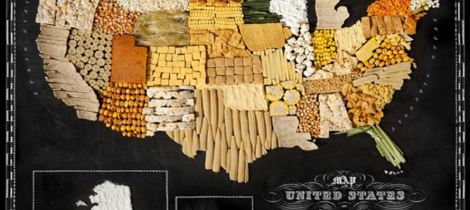 世界各所の地図を食べ物で作ったらこうなった！日本は当然お米かと思いきや