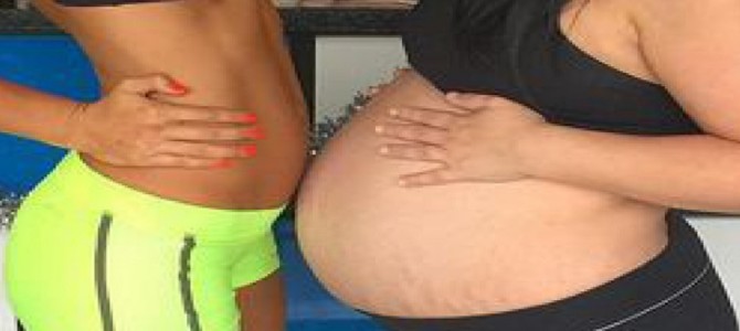 妊娠中の2人の女性。こんなにも違うお腹の大きさ！