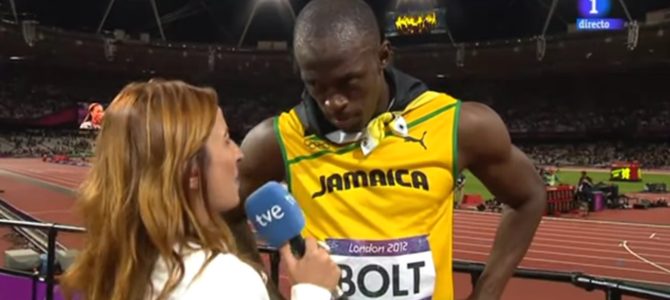 世界一は違う、、ボルト選手が相手国の「国歌斉唱」にインタビュー中断。敬意を払う姿が話題に！