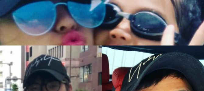 木下優樹菜と乾貴士の帽子がお揃い!?